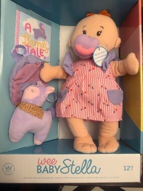Wee Baby Stella Plush Baby Doll with Llama Toy - Pink & Lavender